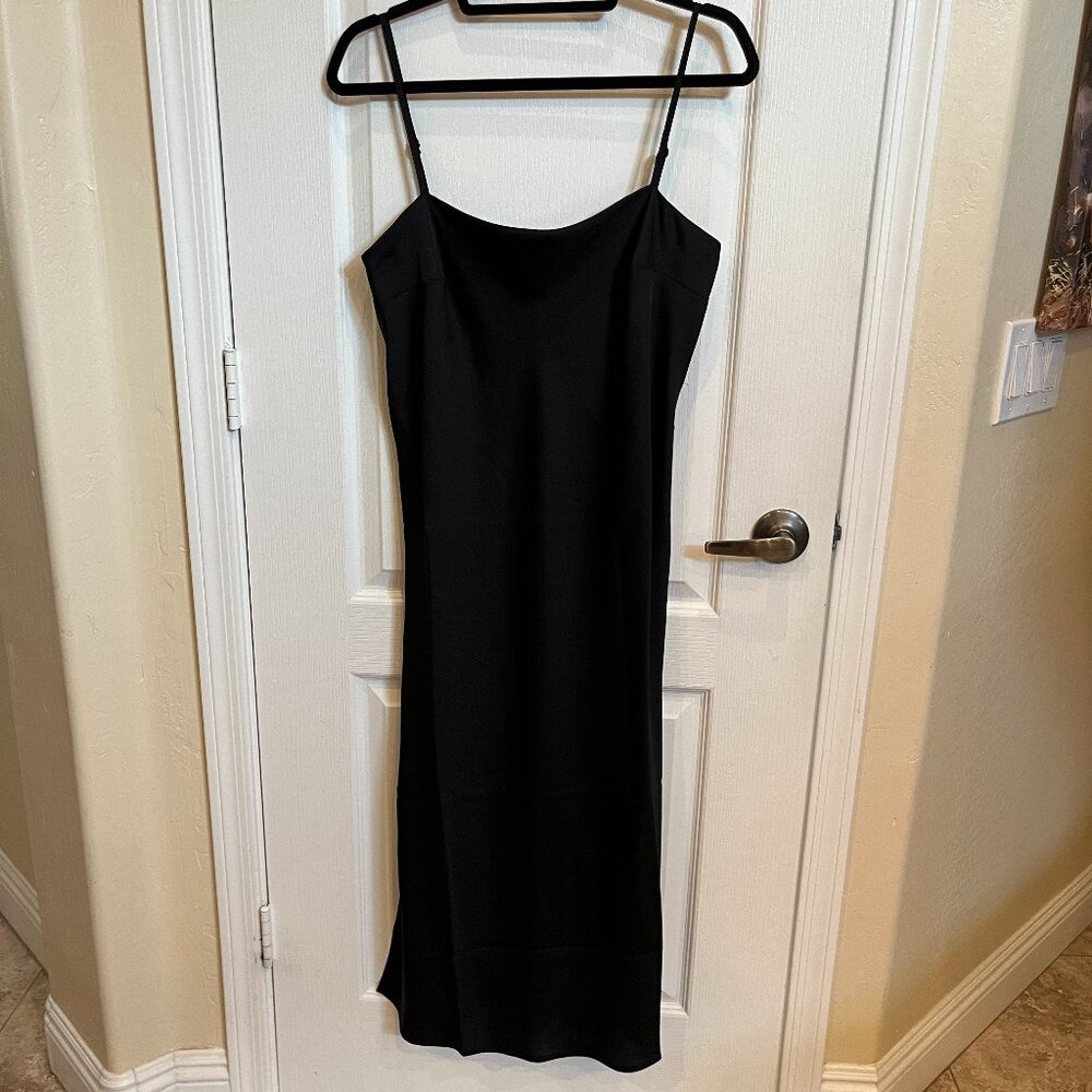 NWT Faux Silk Slip Sheath Dress - Black